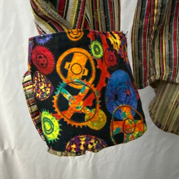 Robert Graham Shirt Mens XLT XL Tall Flip Cuff Multicolor Striped Party - Picture 8 of 13